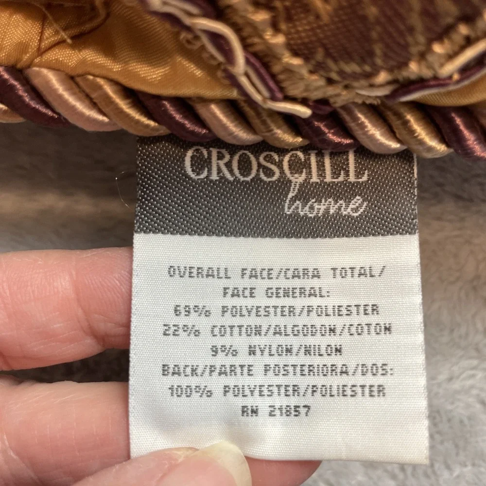 Vintage Croscill‎ Imperial Empress Boudoir Pillow Burgundy Gold Stuffed Ornate